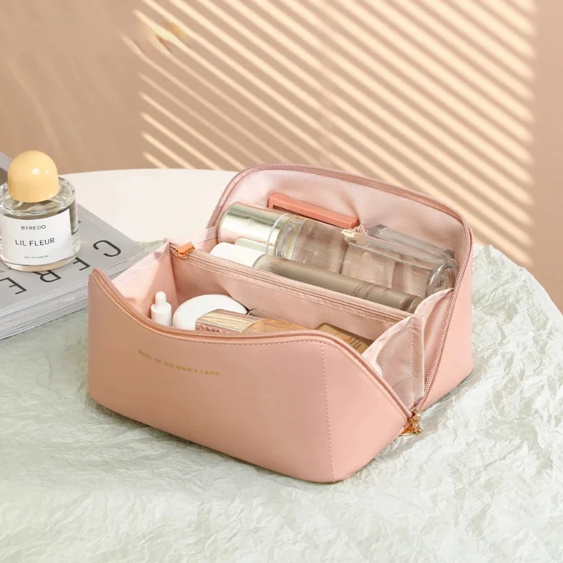 Large Capacity Cosmetic Bag Cosmetic Storage Bag PU Leather Portable Travel Toiletry Bag Women Cosmetic Bag Toiletries Organizer - Image 5