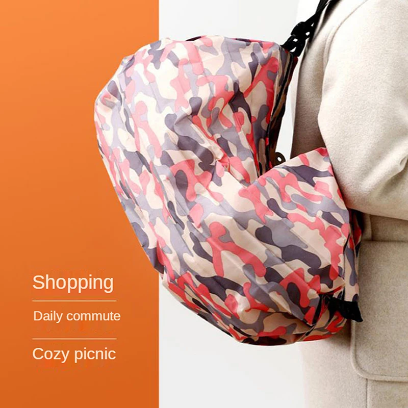 Foldable Storage Bag With Handle Portable Travel Camouflage Handbags Large Capacity Shopping Bag - Image 4
